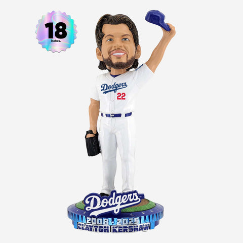 Clayton Kershaw Los Angeles Dodgers Retirement 18 Inch MLB Baseball Bobblehead
