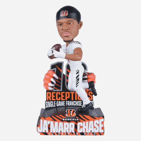 Ja'Marr Chase Cincinnati Bengals Franchise Receptions Record Gamebreaker NFL Bobblehead