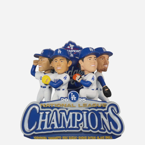Yoshinobu Yamamoto, Blake Snell, Shohei Ohtani & Roki Sasaki Los Angeles Dodgers 2025 National League Champions Pitchers Mini Scene MLB Baseball Bobblehead