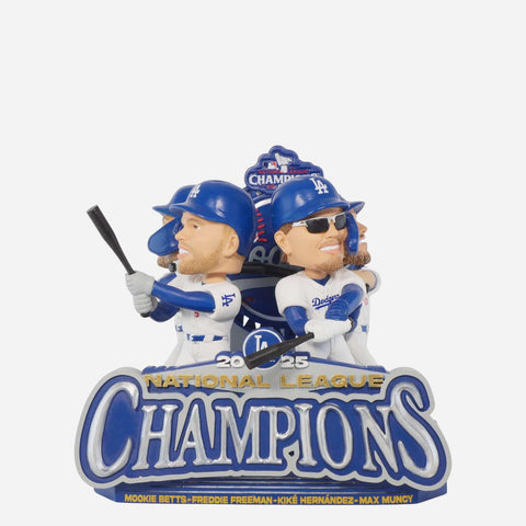 Mookie Betts, Freddie Freeman, Kiké Hernández & Max Muncy Los Angeles Dodgers 2025 National League Champions Hitters Mini Scene MLB Baseball Bobblehead