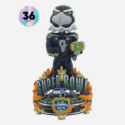Blitz Seattle Seahawks Mascot Super Bowl LX Champions 3 Foot Bobblehead