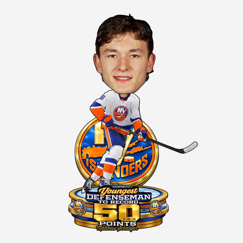 Matthew Schaefer New York Islanders Youngest Defenseman To 50 Points NHL Hockey Bobblehead