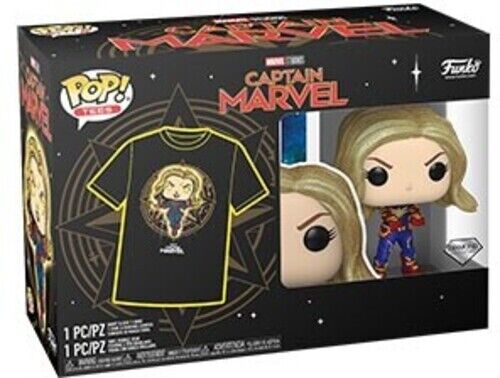 Funko Pop! Pop And Tee: Marvel Captain Marvel - T-Shirt Mit Pocket Pop!-Figur, Größe XS, 100% Baumwolle