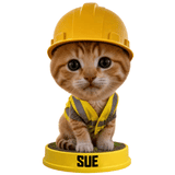 Sue the Construction Kitten Bobblehead (Presale)