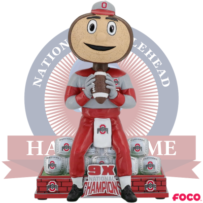 Brutus Buckeye Ohio State Buckeyes Mascot 9x Football National Champions Bobblehead