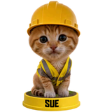 Sue the Construction Kitten Bobblehead (Presale)