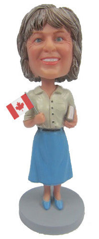 Female Waving Flag Bobblehead - National Bobblehead HOF Store