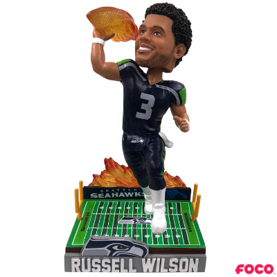 Russell Wilson Seattle Seahawks on Fire Bobblehead Officially Licensed by NFL